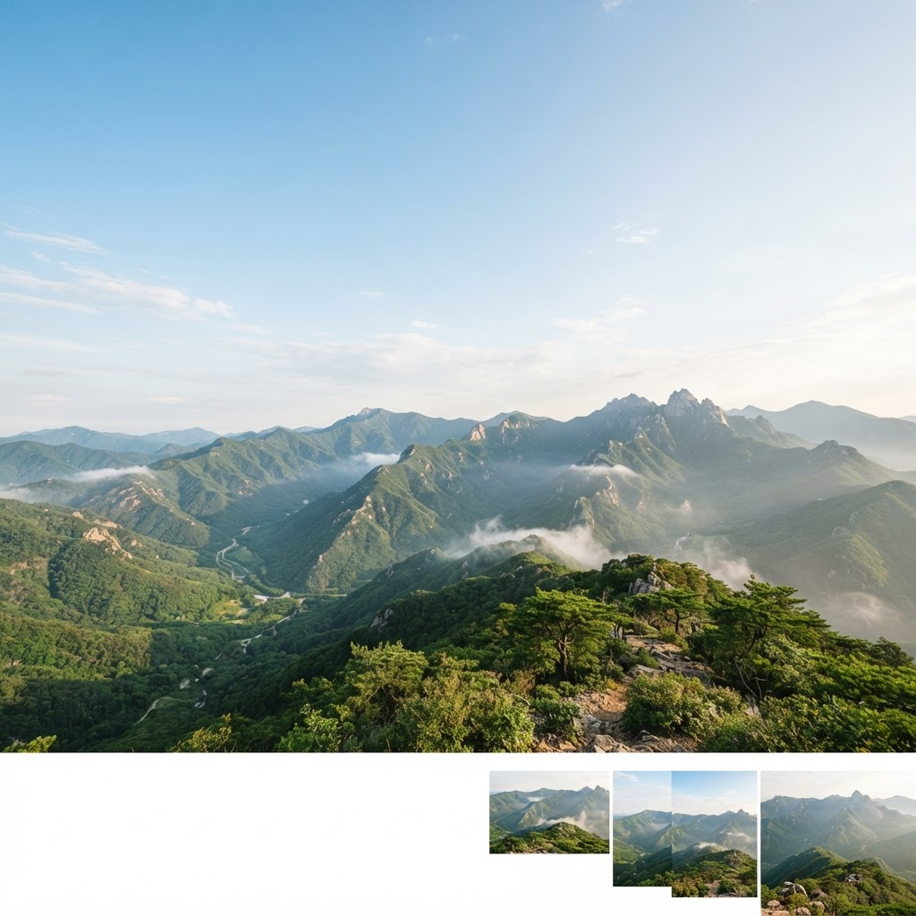 Korean mountains at sunrise