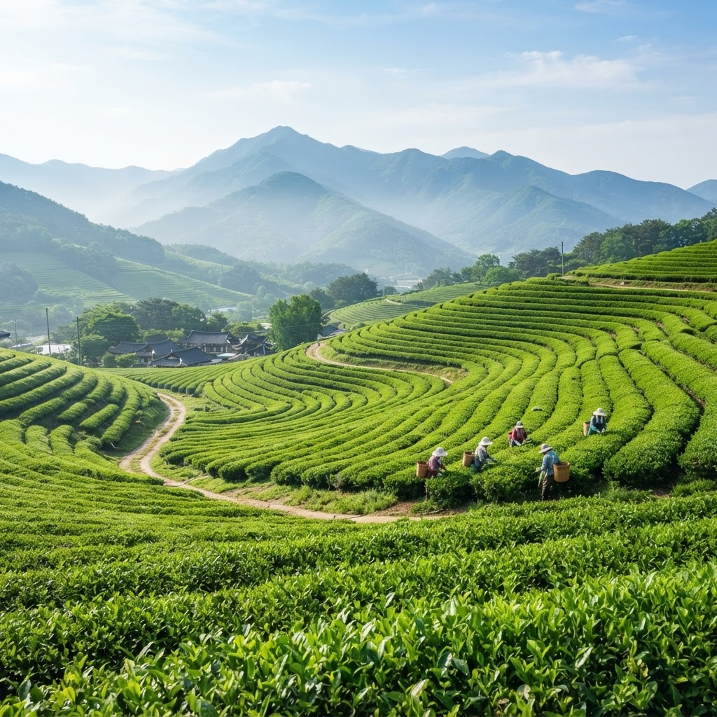 A scenic road winding through the Korean countryside